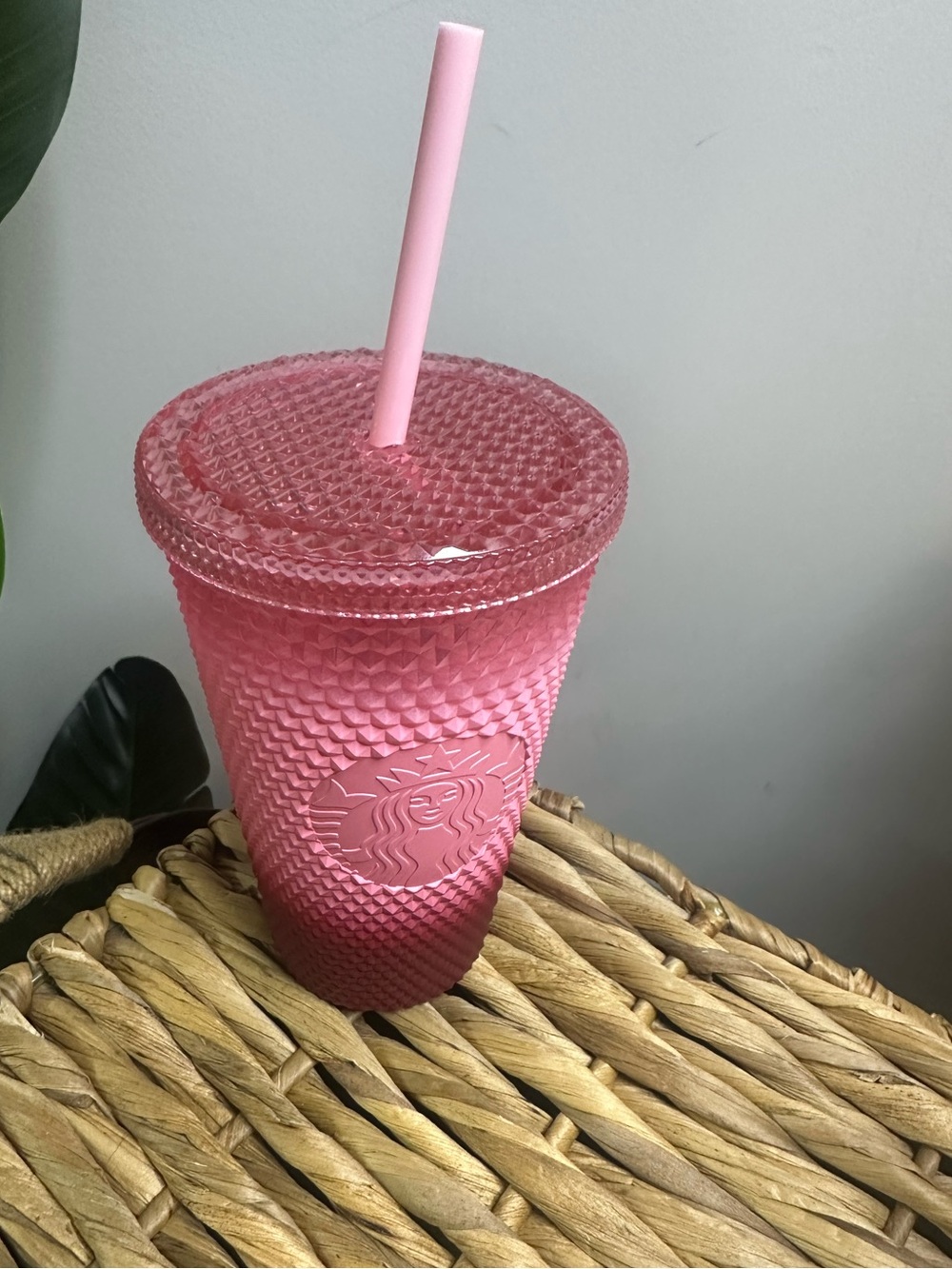 Starbucks Pink Textured Reusable Cold Cup with Straw